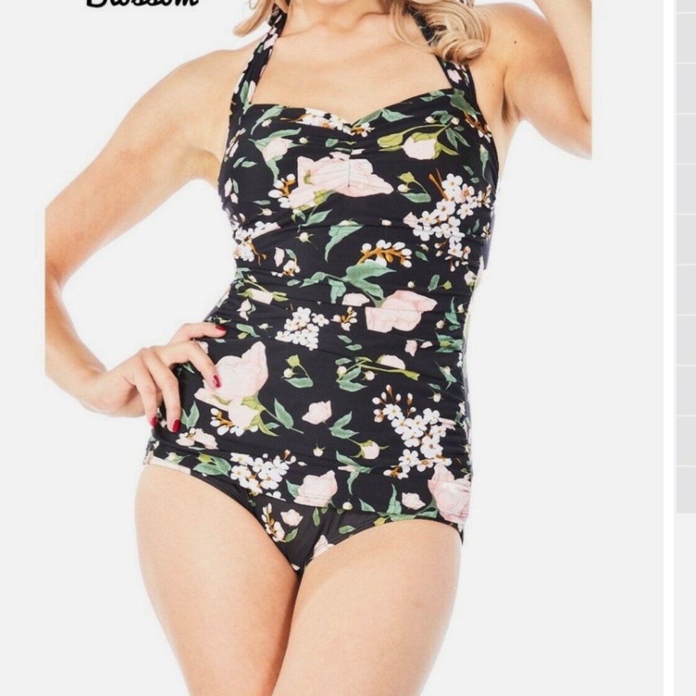 Esther Williams Classic Sheath Blossom Floral Missy One Piece Swimsuit size 14